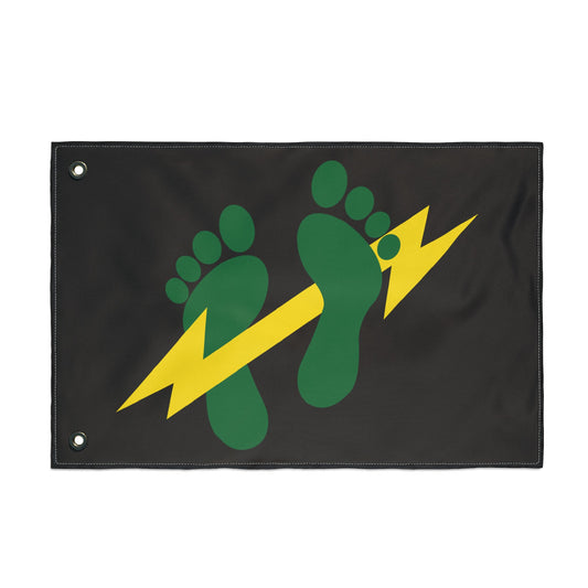 Green Feet & Lightning Bolt - Double Sided Black Flag