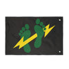 Green Feet & Lightning Bolt - Double Sided Black Flag