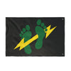 Green Feet & Lightning Bolt - Double Sided Black Flag