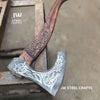 Hand-Engraved Viking Bearded Axe with Carved Hardwood Handle – Damascus Steel Blade | JW SteelCrafts