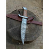 Hand Forged Damascus Steel Frontier Bowie Knife, Clip Point Blade with Coffin Handle and Leather Sheath, JW SteelCrafts