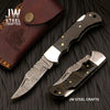 Handmade Damascus Folding Knife – Ram Horn or American Flag Handle