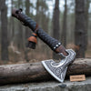 Norse Engraved Camp Hatchet with Leather Wrapped Handle and Belt Sheath | JW SteelCrafts