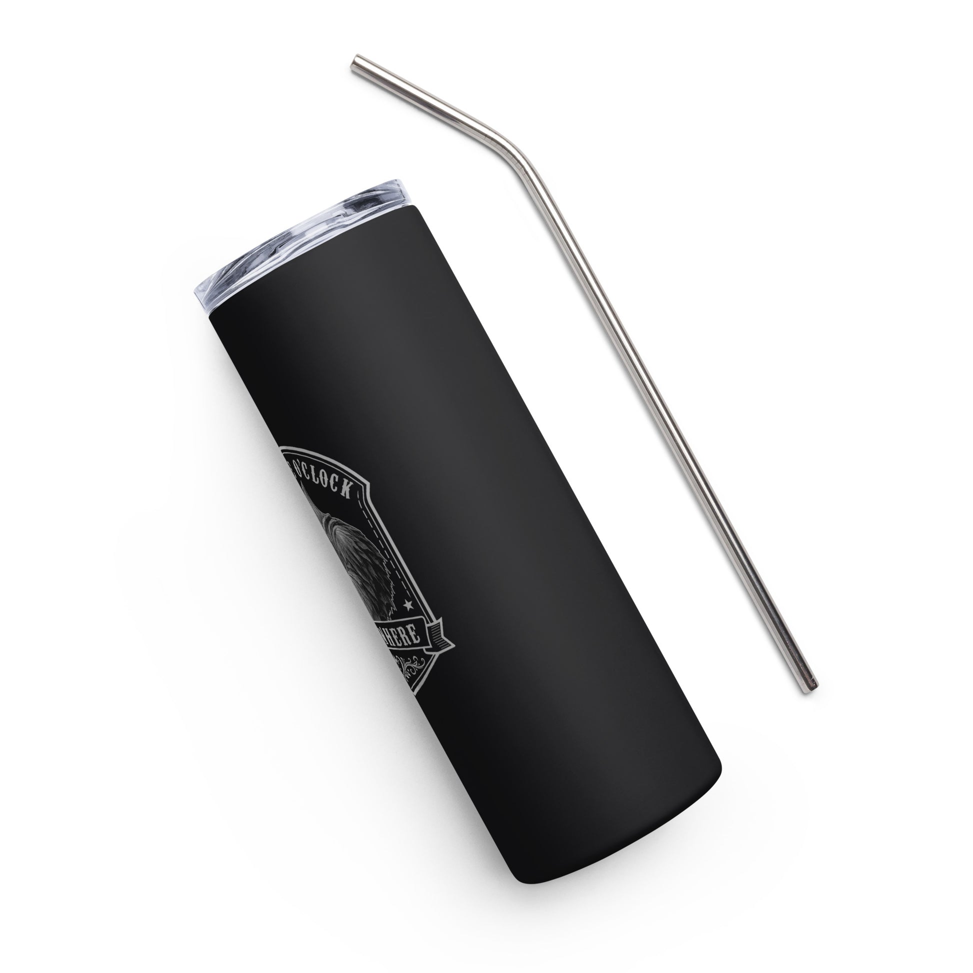 It’s Five O’Clock Somewhere stainless steel tumbler side view